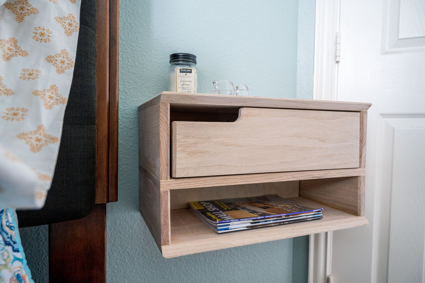 Floating nightstand w/ drawer and shelf